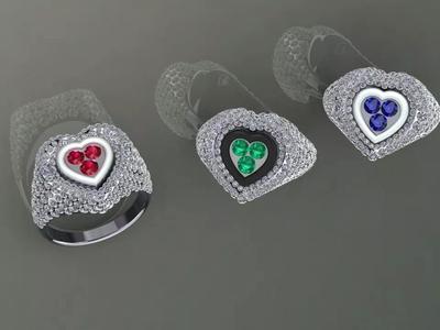Heart Pave Enamel Ring