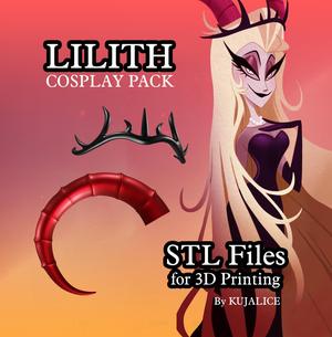 Lilith Hazbin Hotel Cosplay 3D print STL Files pack (Horns + Crown)