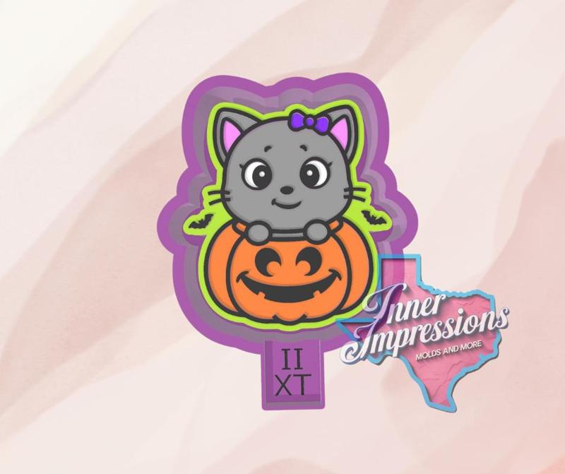 Halloween Pumpkin Cat Freshie Mold
