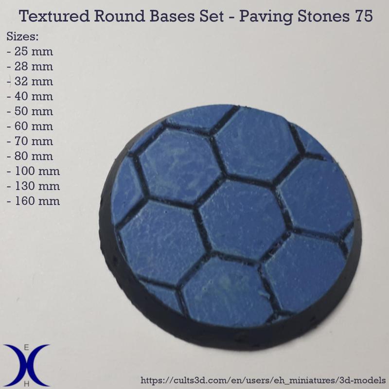 Round Bases Set – Paving Stones 75 Texture (25–160mm) | Perfect for Tabletop Wargames & RPG's