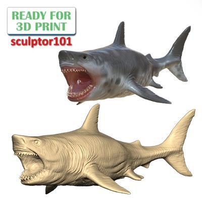 Ancient Ocean Creature Megalodon 3D sculpting printable model