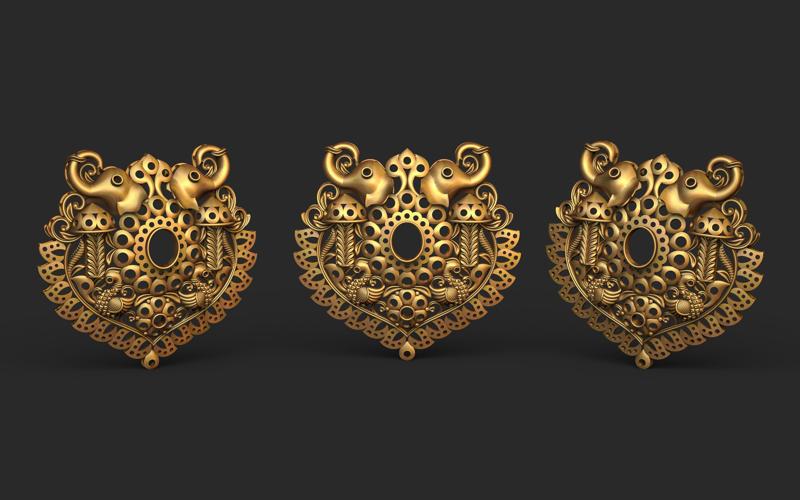 Temple Jewelery 006 Elephant And Peacock