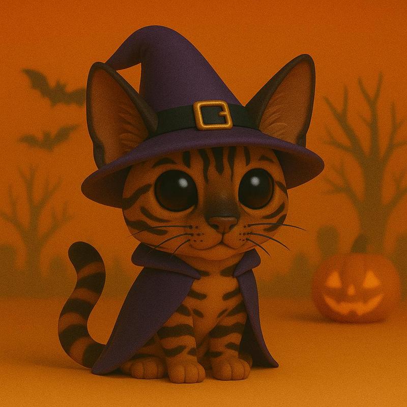 Bengal Cat Halloween Sorcerer POP POP -STL