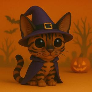 Bengal Cat Halloween Sorcerer POP POP -STL