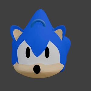 Sonic Head Keychain - Low Poly Hedgehog Design - Sonic the Hedgehog - Ready to Print