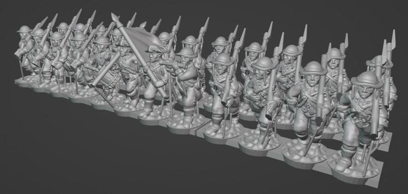 AWI Continental Infantry With Brimmed Hats