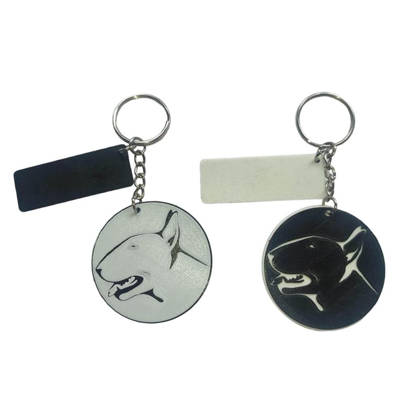 BULL TERRIER KEYCHAIN / PIN - COLORED