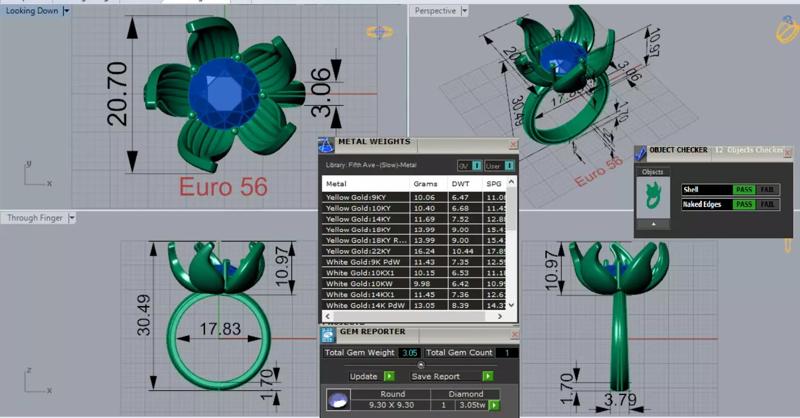 Rose Gold Flower STL 3D Ring with Single Diamond Model jr00189
