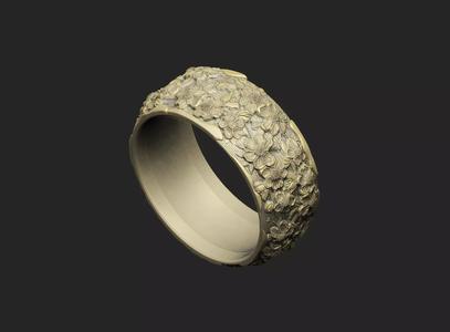 Sakura branches ring design petal luxury royal organic