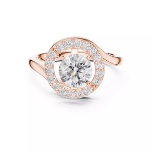 Round Halo Diamond Engagement Wedding Ring ALL SIZES STL Video