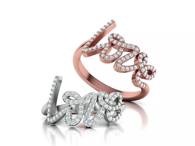 Love Ring Diamonds Fashion Ring Word Love model