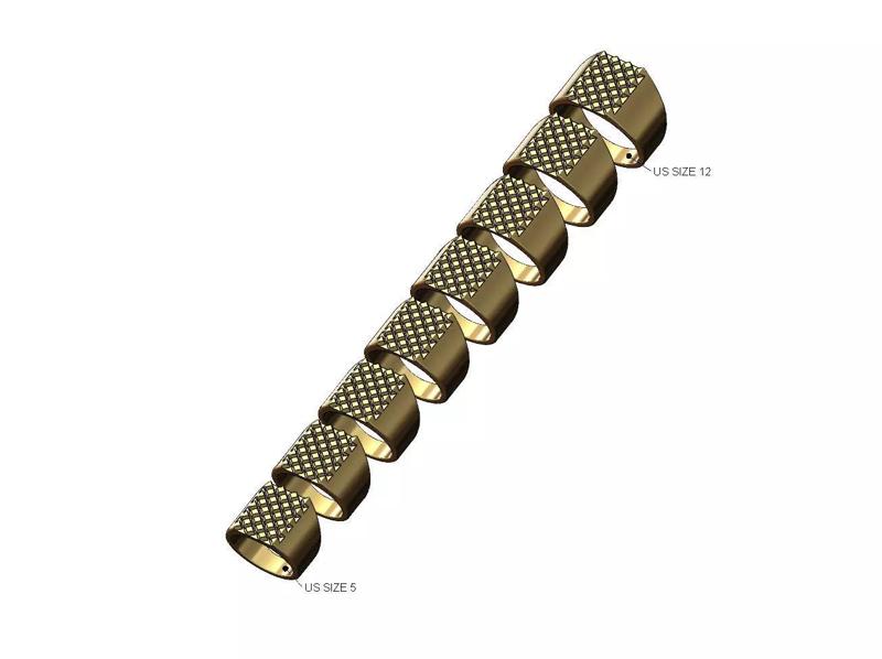 Knurled elongated rectangular signet ring US sizes 5to10