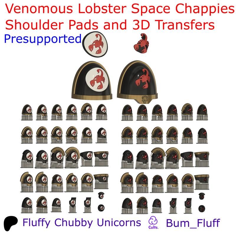 Venomous Lobster Space Chappies Shoulder Pads and 3D Transfers