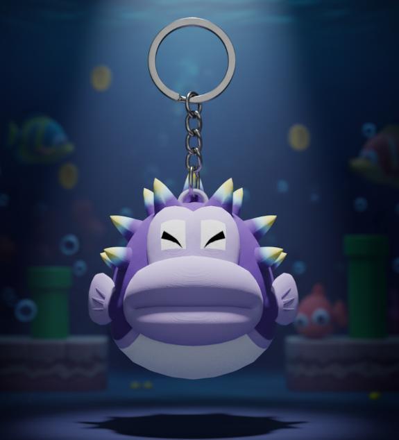 Porcupuffer Fish Keychain - Super Mario Underwater Enemy - Super Mario - Ready to Print