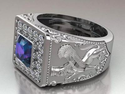 Lamassu winged lion  ring