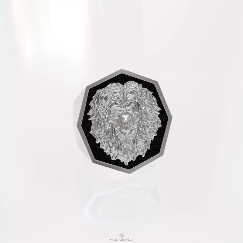 Lion Head Signet Ring 3d Model