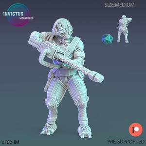Alien Worker Drill ‧ Sci-Fi Miniature ‧ Wargame Miniatures ‧ Tabletop 3D Model ‧ RPG Miniature ‧ Cyberpunk Construct ‧ Steampunk War Machine ‧ STL FILE