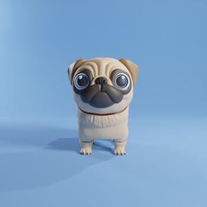 Pug dog flexi - articulated - STL & 3mf multicolor