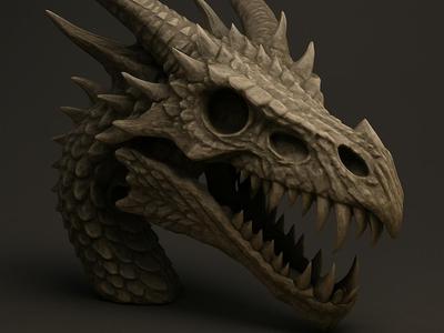 Dragon Skull on Stand (AI-Generated)