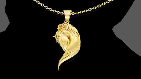 Heart Horse Head Pendant jewelry Gold 3D print model