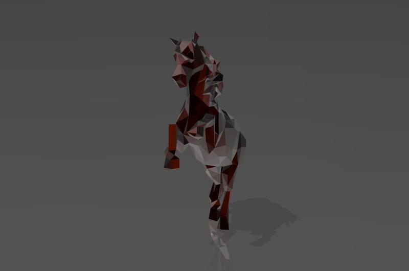 Rampant War Horse - LowPoly - Excellent Design - Decor