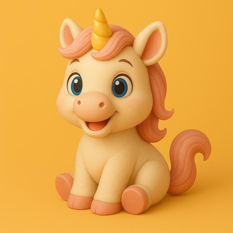 Cute Baby Unicorn Figurine - 3D Printable Model for Kids’ Room Decor, Fantasy Collectible Toy, STL File