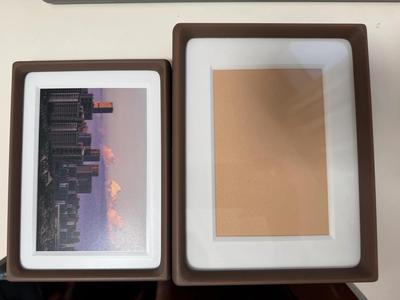 A 7-inch picture frame, designed for 6-inch photos.