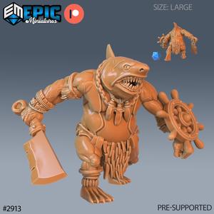 Shark Folk Brute Walking ‧ DnD Miniature ‧ Tabletop Miniatures ‧ Gaming Monster ‧ 3D Model ‧ RPG ‧ DnDminis ‧ STL FILE