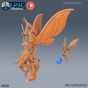Moth Girl Attack ‧ DnD Miniature ‧ Tabletop Miniatures ‧ Gaming Monster ‧ 3D Model ‧ RPG ‧ DnDminis ‧ STL FILE