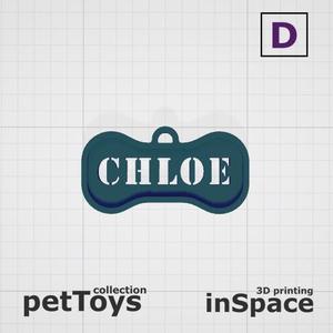 Pet - Dog - Tag - Chloe - Bone - Customized -
