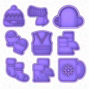 Winter clothing cookie cutter set of 9
