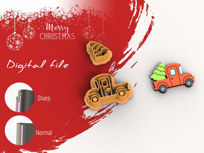 Christmas Delivery Truck Clay Cutters | Digital STL File | 4 Sizes | 2 Cutter Versions