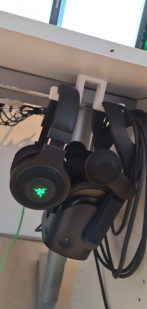 Dual Headphone Hook - Desk Bottom Mount