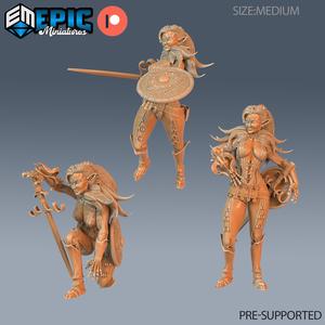 Elf Fighter Female Player Cahracter Set ‧ DnD Miniature ‧ Tabletop Miniatures ‧ Gaming Monster ‧ 3D Model ‧ RPG ‧ DnDminis ‧ STL FILE