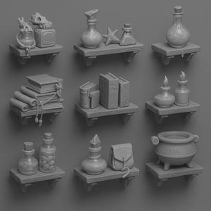 Fantasy Alchemist Shelves – Magical 3D Printable Props