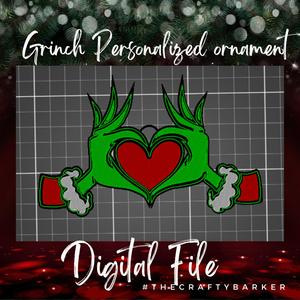 Grinch hand with heart Ornament / christmas ornament / grinch decor