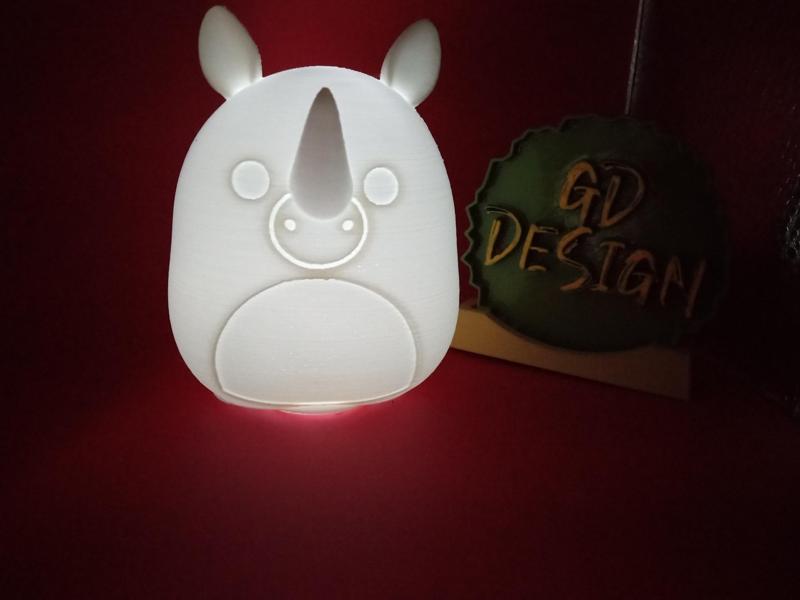 (Irving Rhino) Rhinoceros SQUISHMALLOW ORNAMENT AND ONE TABLETOP TEALIGHT