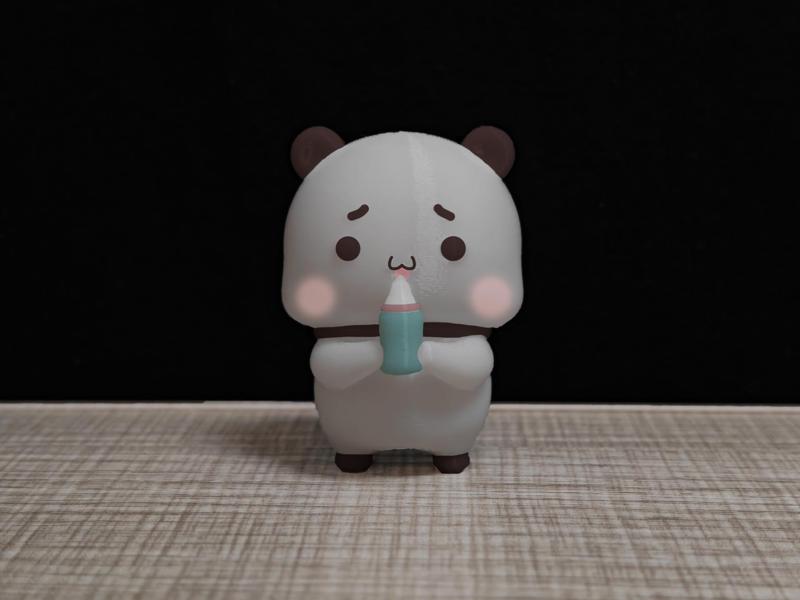 Couple Bear Series - Yi Er Standing and Drinking Milk (Couple Bear-baby bottle_milk_Yier)