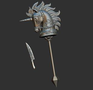 Hobby Horse's mace and Alice's knife.