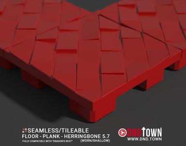 3D Modular Dungeon Tile: Floor - Plank - Herringbone 5.7 (WORN/SHALLOW) - DnD Town Minis (www.dnd.town)