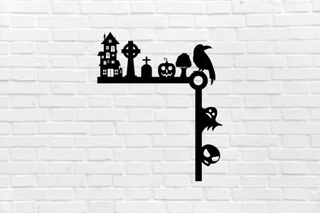 Halloween mansion ghost raven wall decoration