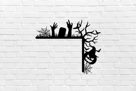 Halloween cemetery zombie pumpkin wall decoration