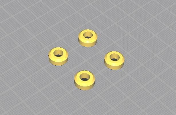 Arruela, espaçador para quadros e suportes de parede.