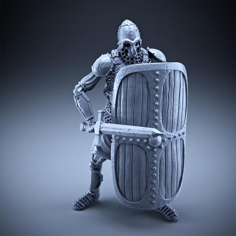 Skeleton - Heavy Infantry - Sword + Square Shield - Defensive Pose