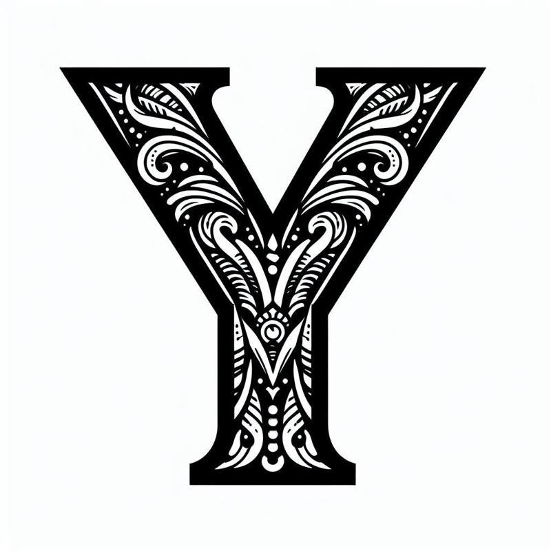 Frottage creation: letter Y (version 2)