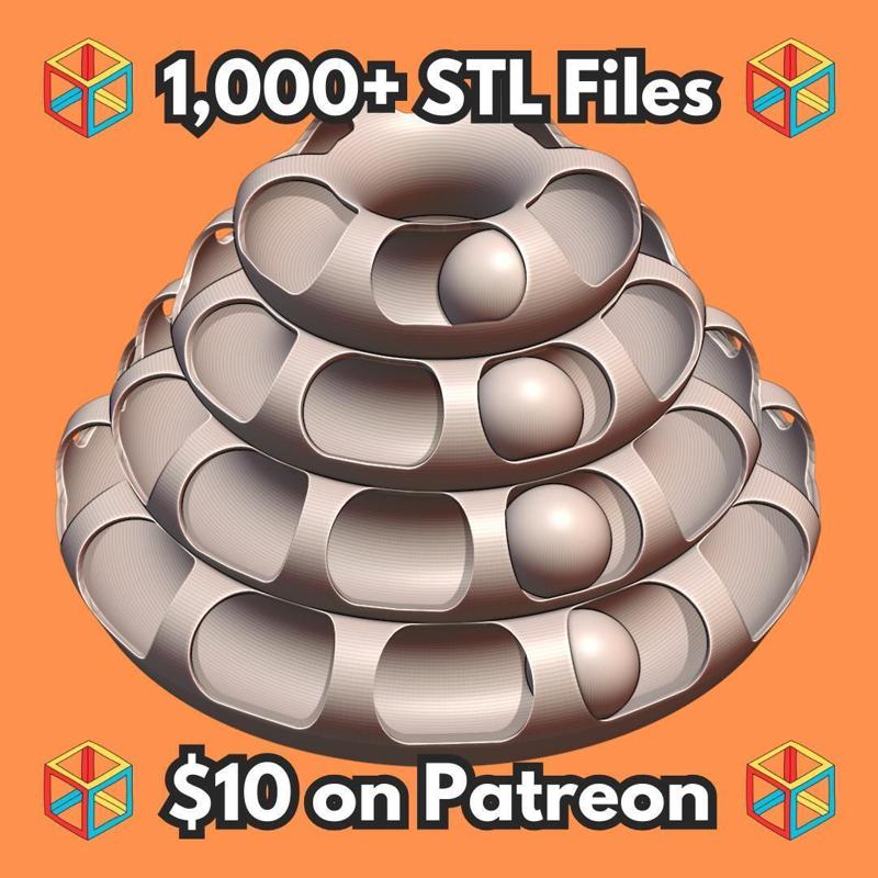 Cat Ring Toy with Rolling Ball Inside Tube Track MineeForm FDM 3D Print STL File