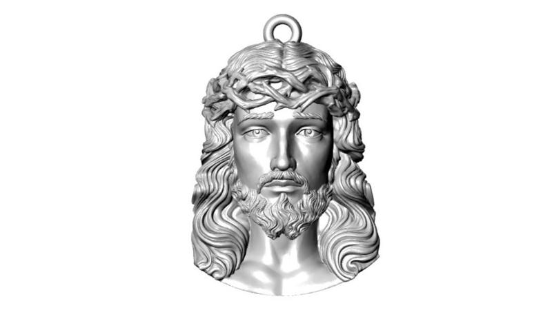 Jesus Head Pendant 3D Printable Model Hollow stl format 3D print model