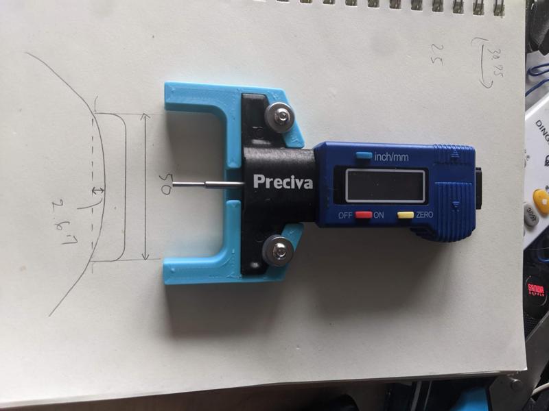Depth gauge to radius caliper adapter
