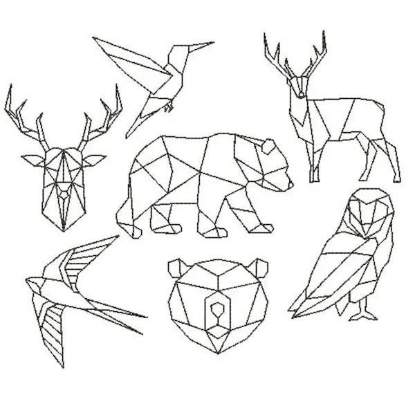 Animals in geometry shapes