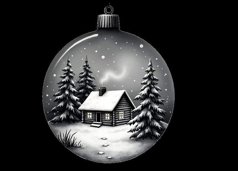 Snowy house bauble